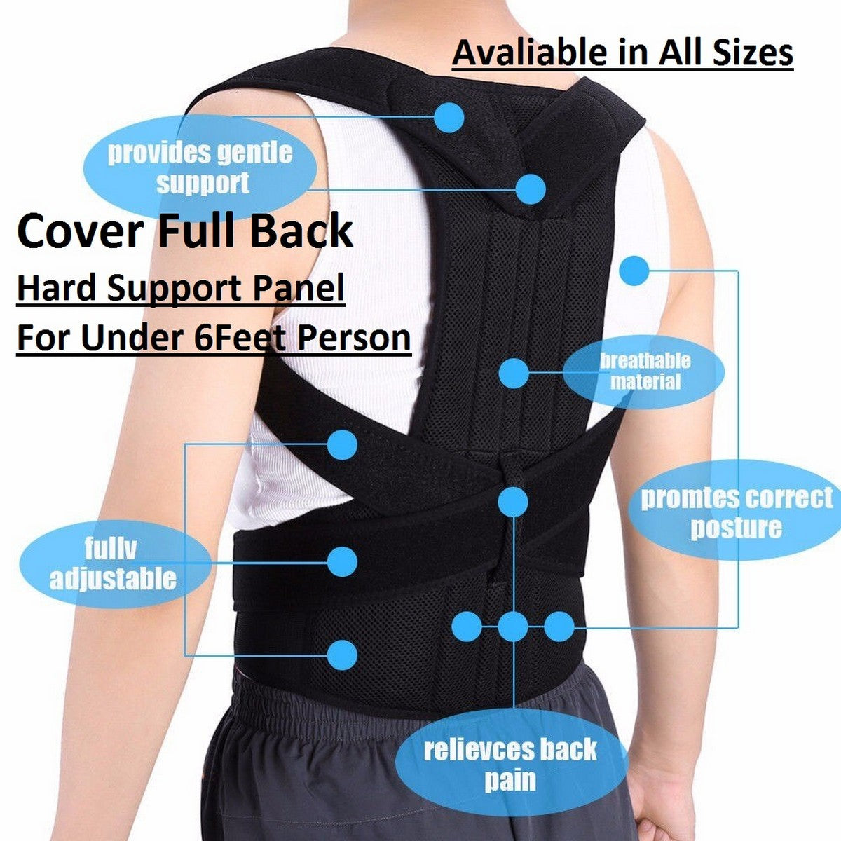 Adjustable Back Support Belt | Posture Corrector | Spine & Shoulder Support Brace | Breathable Upper Back Support for Men & Women